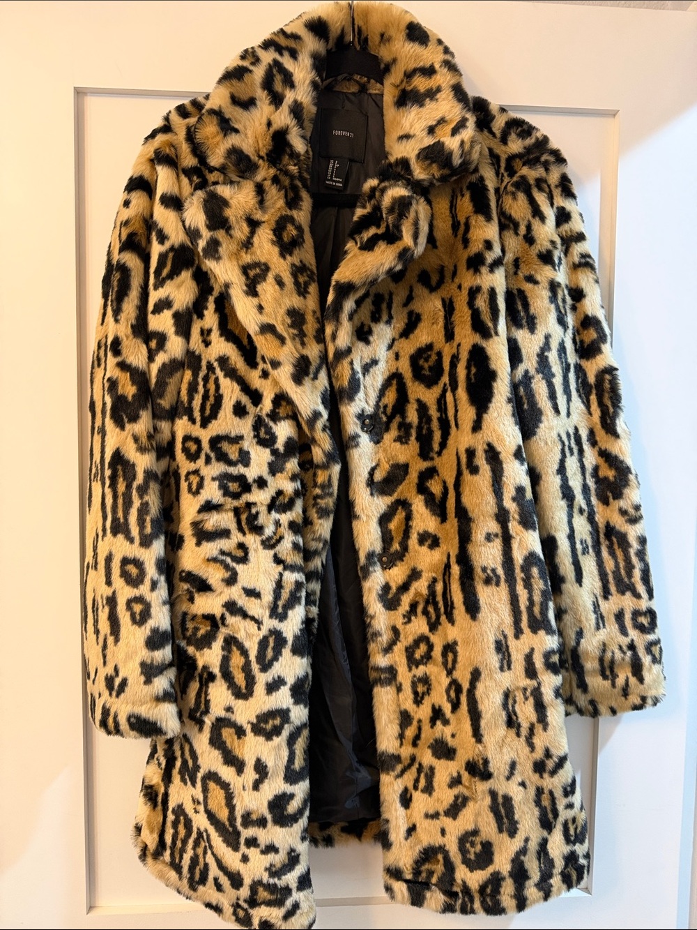 Forever 21 Leopard Print Faux Fur Coat - Women's Tan/Black Jacket